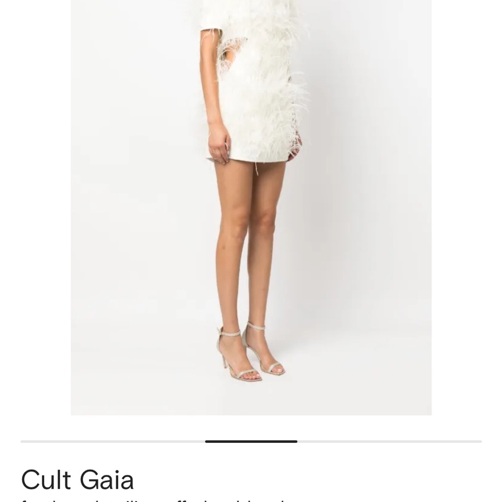 Cult Gaia Ivory Feathered Dress - Picture 3 of 8